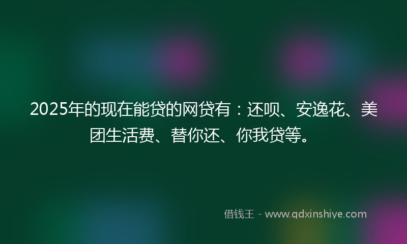 2025年的现在能贷的网贷有：还呗、安逸花、美团生活费、替你还、你我贷等。