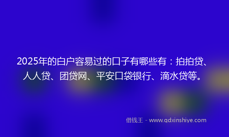 2025年的白户容易过的口子有哪些有：拍拍贷、人人贷、团贷网、平安口袋银行、滴水贷等。