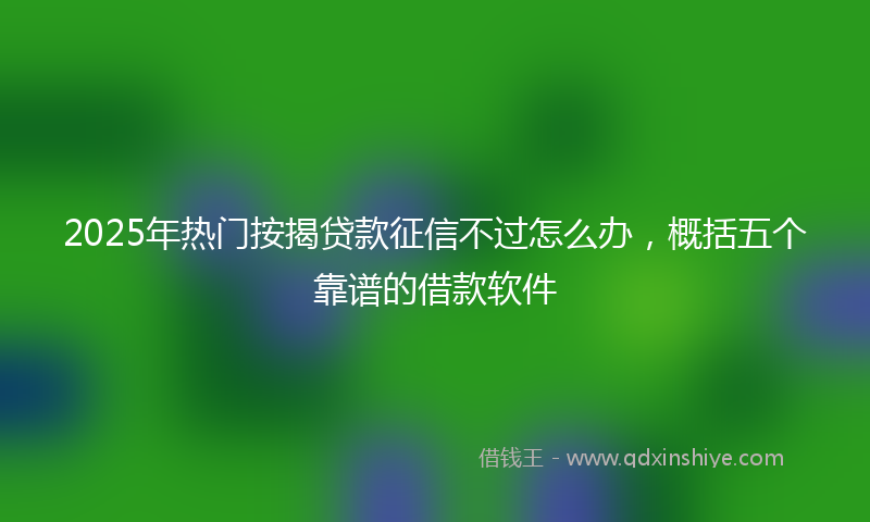2025年热门按揭贷款征信不过怎么办，概括五个靠谱的借款软件