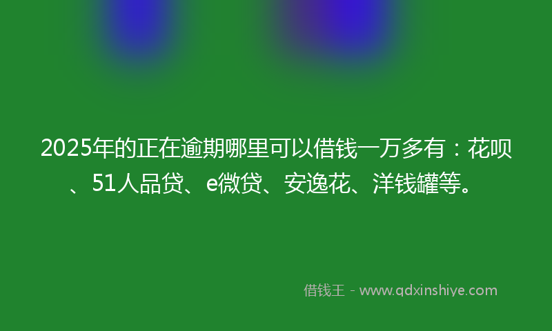 2025年的正在逾期哪里可以借钱一万多有：花呗、51人品贷、e微贷、安逸花、洋钱罐等。