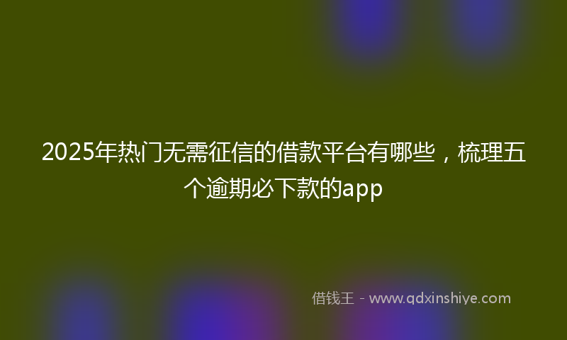 2025年热门无需征信的借款平台有哪些，梳理五个逾期必下款的app