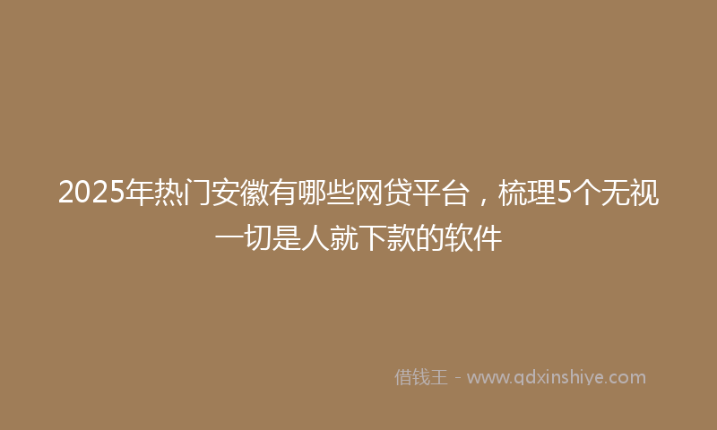 2025年热门安徽有哪些网贷平台，梳理5个无视一切是人就下款的软件