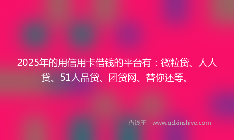2025年的用信用卡借钱的平台有：微粒贷、人人贷、51人品贷、团贷网、替你还等。