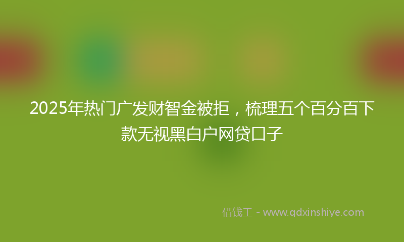 2025年热门广发财智金被拒，梳理五个百分百下款无视黑白户网贷口子