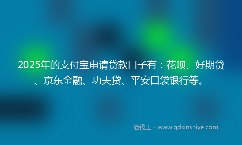 2025年的支付宝申请贷款口子有：花呗、好期贷、京东金融、功夫贷、平安口袋银行等。