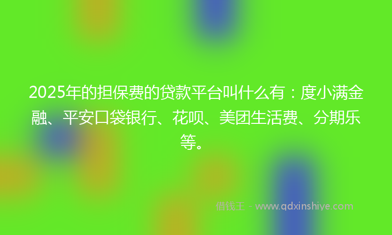 2025年的担保费的贷款平台叫什么有：度小满金融、平安口袋银行、花呗、美团生活费、分期乐等。