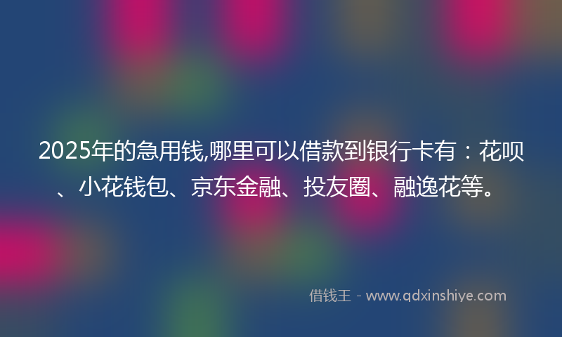 2025年的急用钱,哪里可以借款到银行卡有：花呗、小花钱包、京东金融、投友圈、融逸花等。