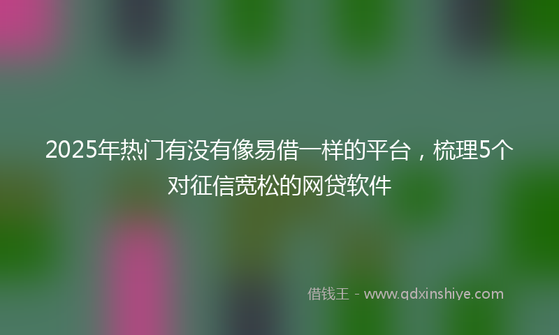 2025年热门有没有像易借一样的平台，梳理5个对征信宽松的网贷软件