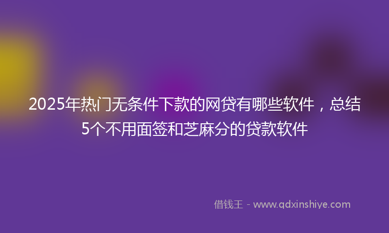2025年热门无条件下款的网贷有哪些软件，总结5个不用面签和芝麻分的贷款软件