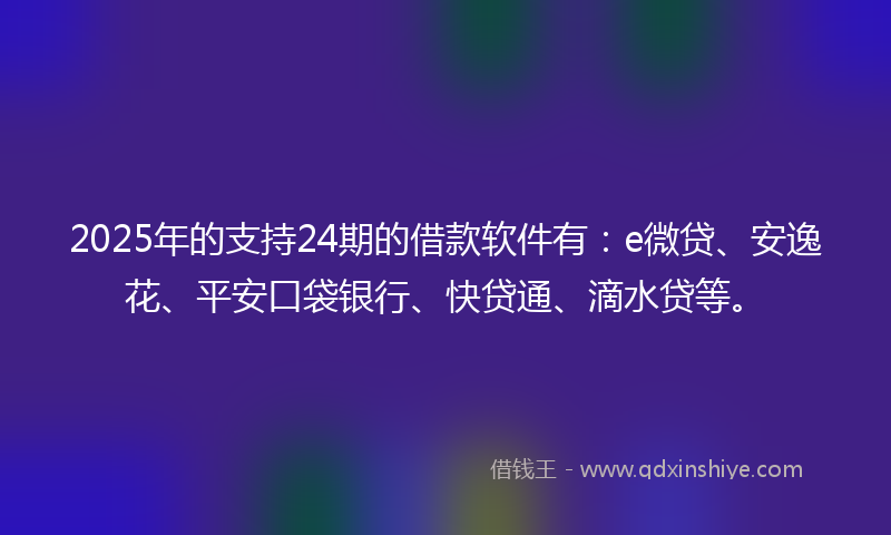 2025年的支持24期的借款软件有：e微贷、安逸花、平安口袋银行、快贷通、滴水贷等。