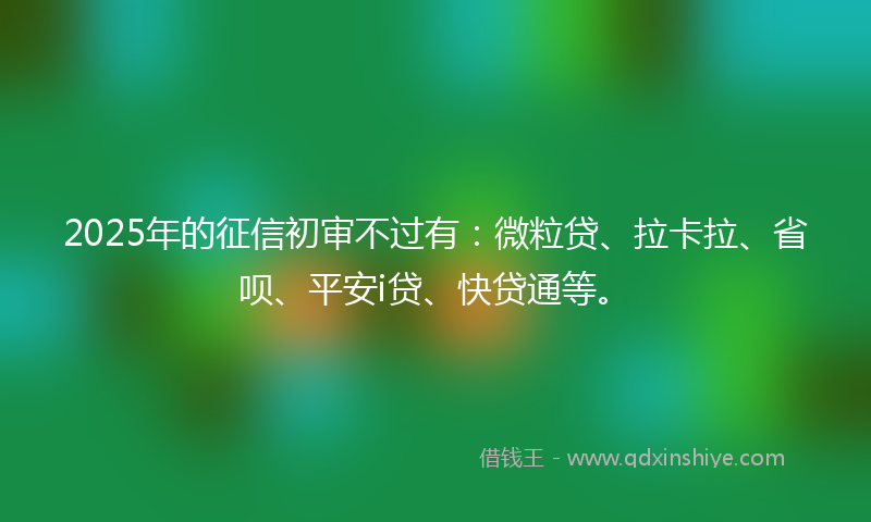 2025年的征信初审不过有：微粒贷、拉卡拉、省呗、平安i贷、快贷通等。