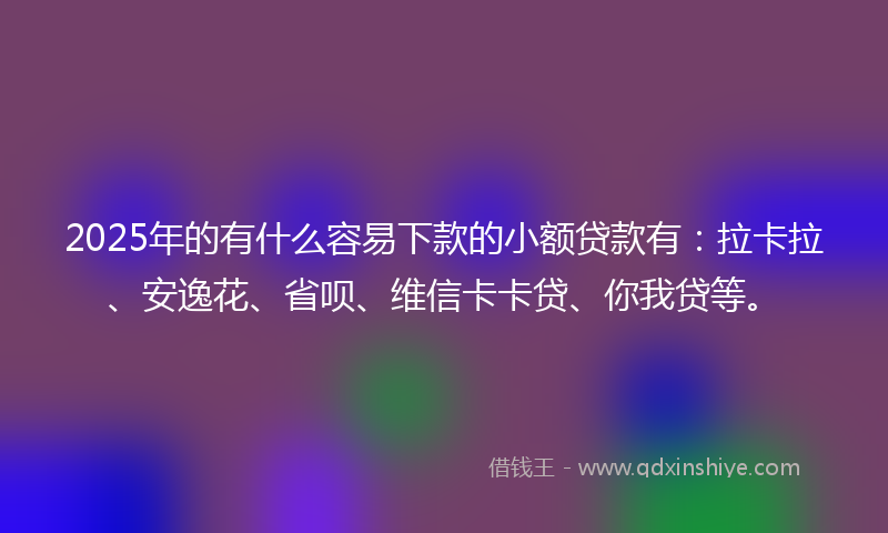 2025年的有什么容易下款的小额贷款有：拉卡拉、安逸花、省呗、维信卡卡贷、你我贷等。