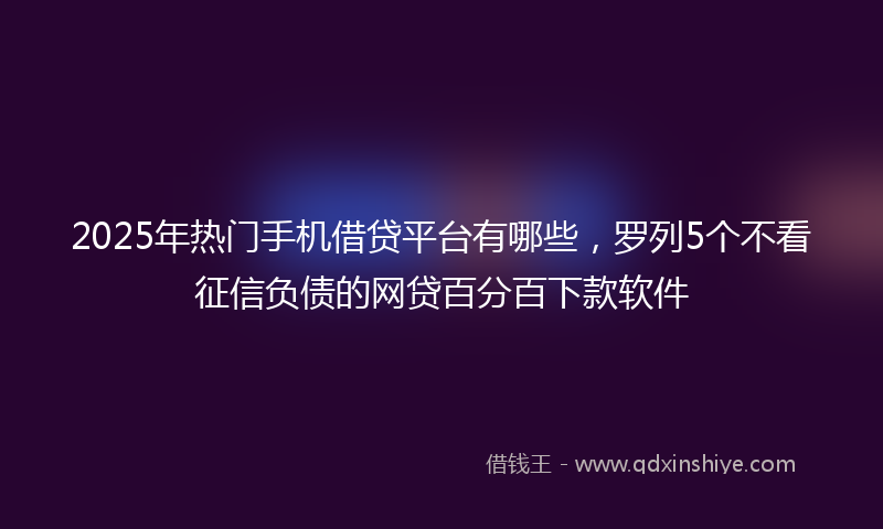 2025年热门手机借贷平台有哪些，罗列5个不看征信负债的网贷百分百下款软件