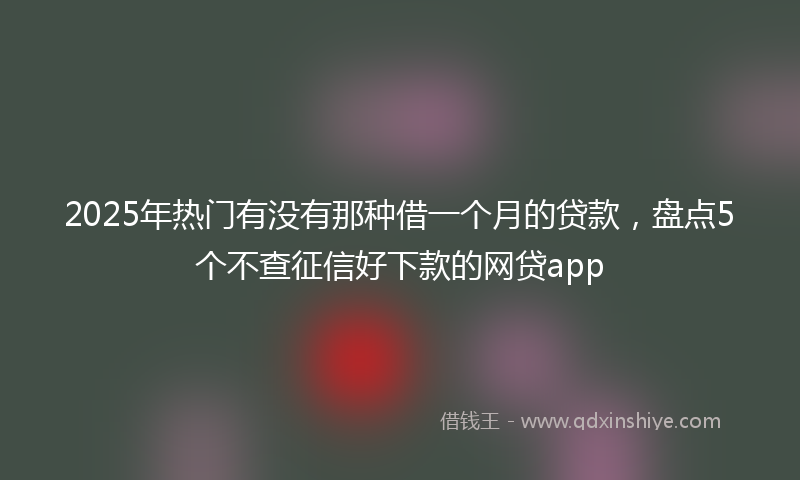 2025年热门有没有那种借一个月的贷款，盘点5个不查征信好下款的网贷app