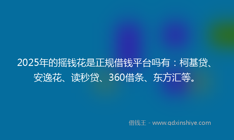 2025年的摇钱花是正规借钱平台吗有：柯基贷、安逸花、读秒贷、360借条、东方汇等。