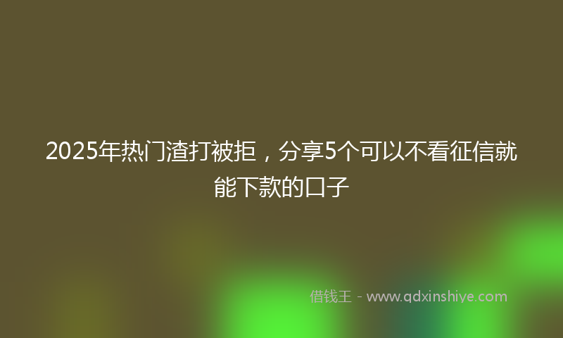 2025年热门渣打被拒，分享5个可以不看征信就能下款的口子