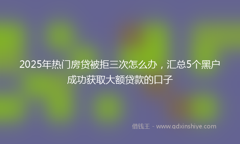 2025年热门房贷被拒三次怎么办，汇总5个黑户成功获取大额贷款的口子