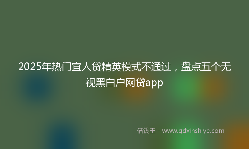 2025年热门宜人贷精英模式不通过，盘点五个无视黑白户网贷app