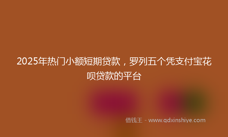 2025年热门小额短期贷款，罗列五个凭支付宝花呗贷款的平台