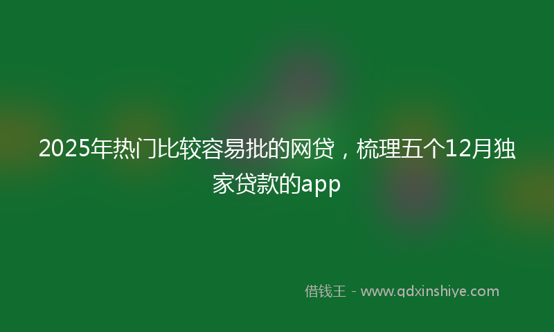 2025年热门比较容易批的网贷，梳理五个12月独家贷款的app