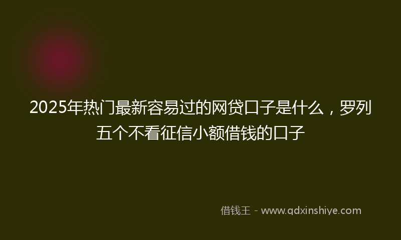 2025年热门最新容易过的网贷口子是什么，罗列五个不看征信小额借钱的口子