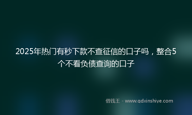 2025年热门有秒下款不查征信的口子吗，整合5个不看负债查询的口子