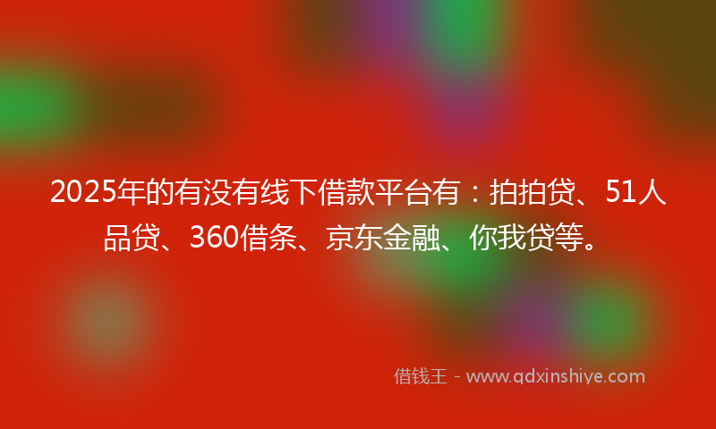 2025年的有没有线下借款平台有：拍拍贷、51人品贷、360借条、京东金融、你我贷等。