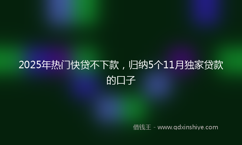 2025年热门快贷不下款，归纳5个11月独家贷款的口子