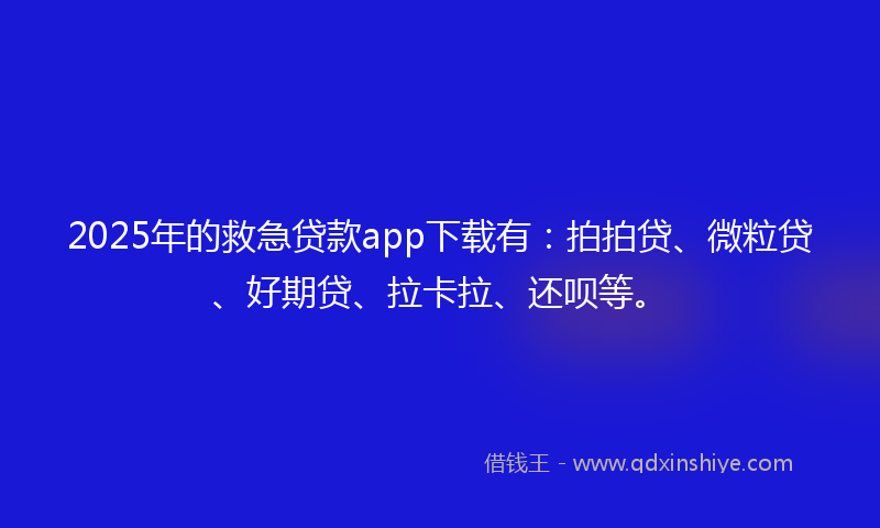 2025年的救急贷款app下载有：拍拍贷、微粒贷、好期贷、拉卡拉、还呗等。
