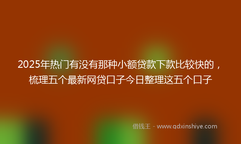 2025年热门有没有那种小额贷款下款比较快的，梳理五个最新网贷口子今日整理这五个口子