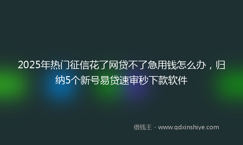 2025年热门征信花了网贷不了急用钱怎么办，归纳5个新号易贷速审秒下款软件
