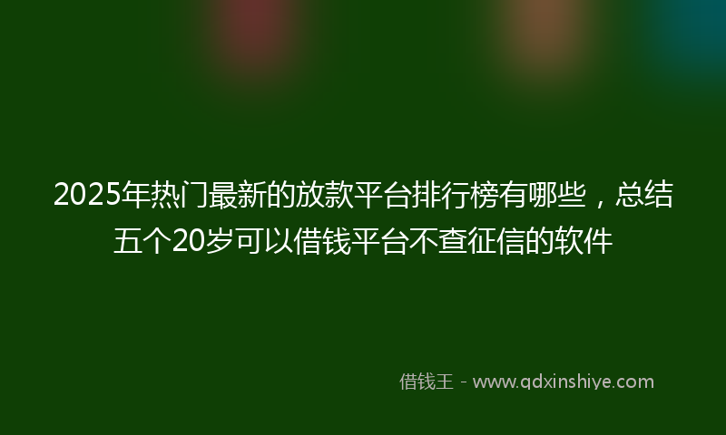 2025年热门最新的放款平台排行榜有哪些，总结五个20岁可以借钱平台不查征信的软件