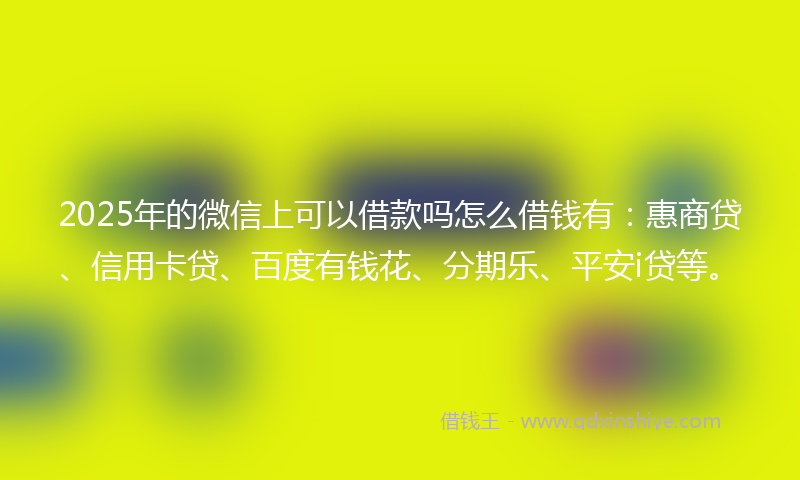 2025年的微信上可以借款吗怎么借钱有：惠商贷、信用卡贷、百度有钱花、分期乐、平安i贷等。