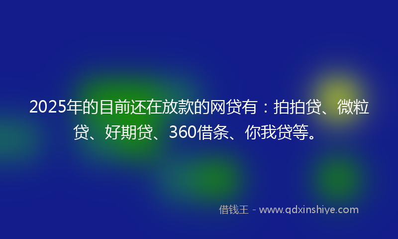 2025年的目前还在放款的网贷有：拍拍贷、微粒贷、好期贷、360借条、你我贷等。