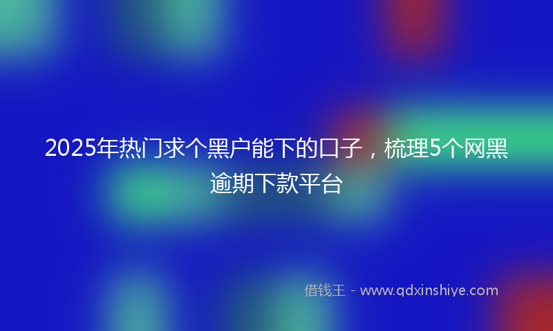 2025年热门求个黑户能下的口子，梳理5个网黑逾期下款平台