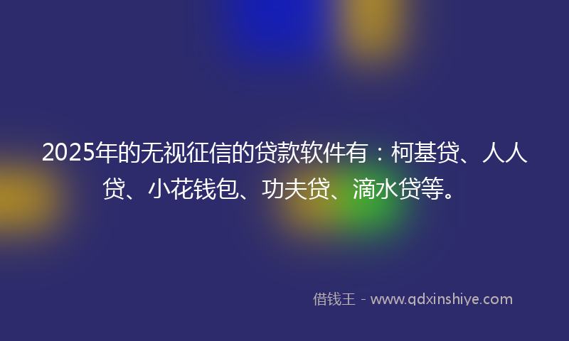 2025年的无视征信的贷款软件有：柯基贷、人人贷、小花钱包、功夫贷、滴水贷等。