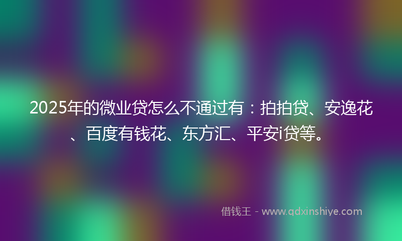2025年的微业贷怎么不通过有：拍拍贷、安逸花、百度有钱花、东方汇、平安i贷等。