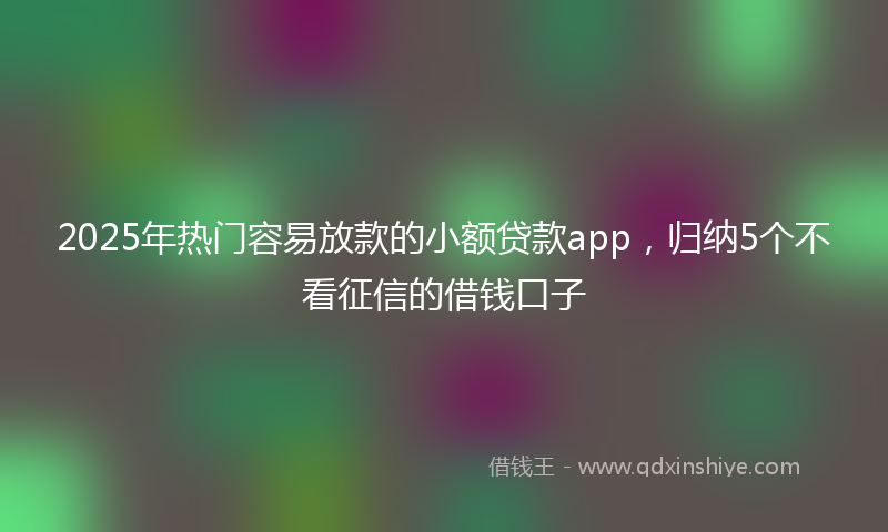 2025年热门容易放款的小额贷款app，归纳5个不看征信的借钱口子
