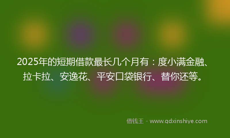 2025年的短期借款最长几个月有：度小满金融、拉卡拉、安逸花、平安口袋银行、替你还等。