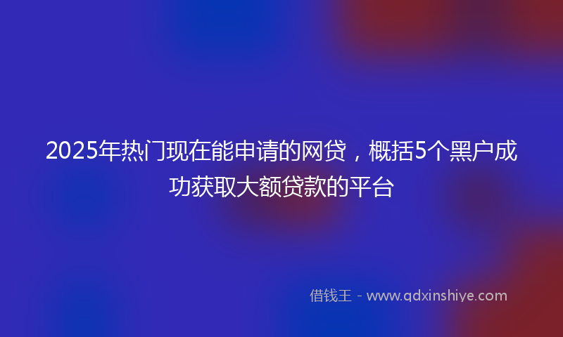 2025年热门现在能申请的网贷，概括5个黑户成功获取大额贷款的平台