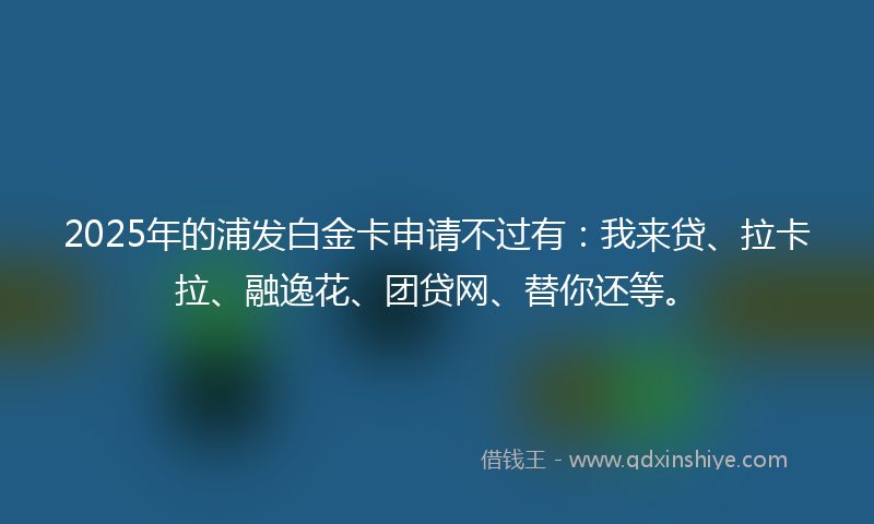 2025年的浦发白金卡申请不过有：我来贷、拉卡拉、融逸花、团贷网、替你还等。