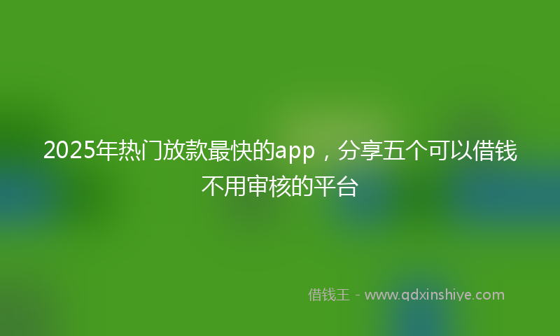 2025年热门放款最快的app，分享五个可以借钱不用审核的平台