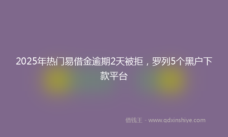 2025年热门易借金逾期2天被拒，罗列5个黑户下款平台