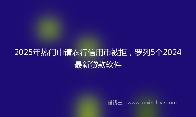 2025年热门申请农行信用币被拒，罗列5个2024最新贷款软件