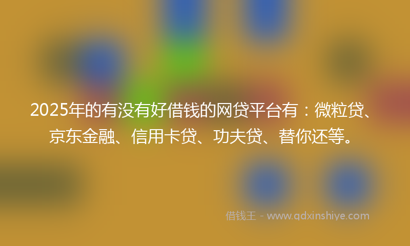 2025年的有没有好借钱的网贷平台有：微粒贷、京东金融、信用卡贷、功夫贷、替你还等。