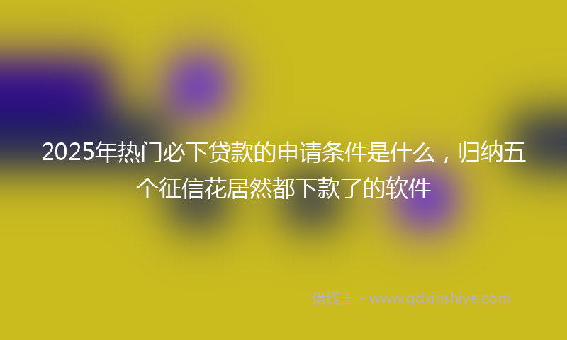 2025年热门必下贷款的申请条件是什么，归纳五个征信花居然都下款了的软件