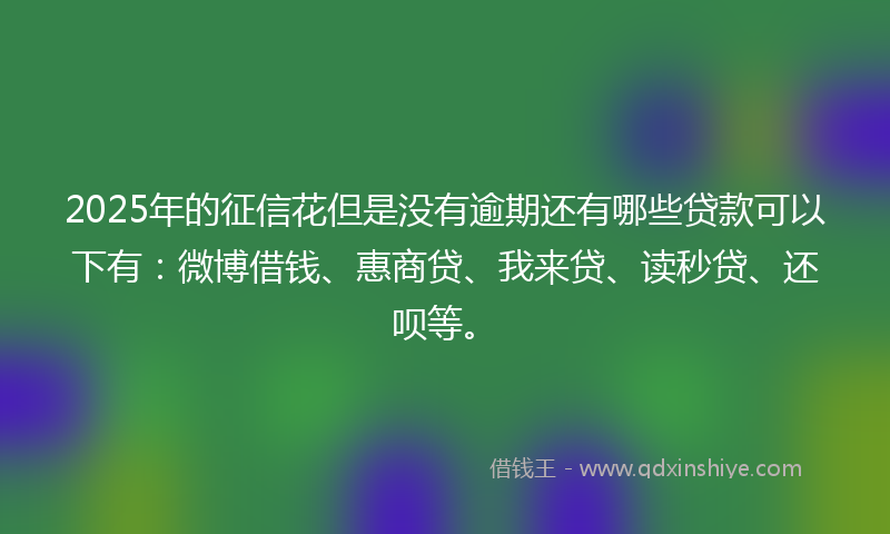 2025年的征信花但是没有逾期还有哪些贷款可以下有：微博借钱、惠商贷、我来贷、读秒贷、还呗等。