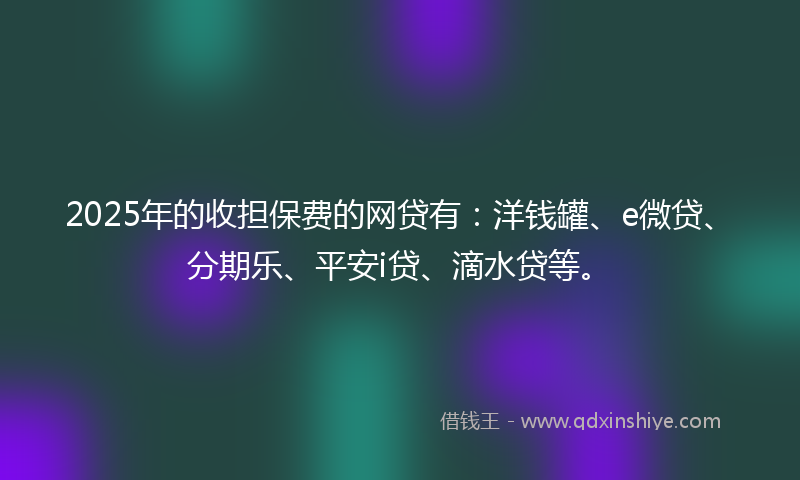 2025年的收担保费的网贷有：洋钱罐、e微贷、分期乐、平安i贷、滴水贷等。