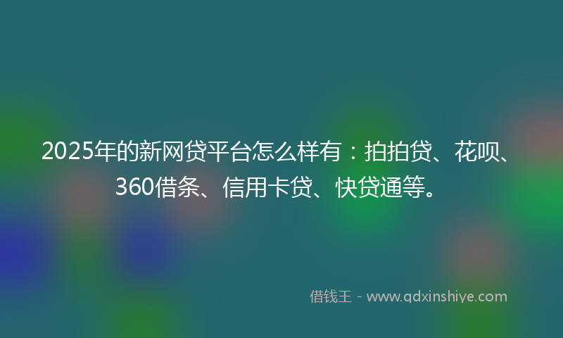 2025年的新网贷平台怎么样有：拍拍贷、花呗、360借条、信用卡贷、快贷通等。