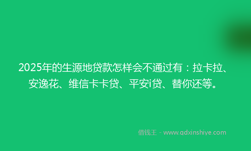 2025年的生源地贷款怎样会不通过有：拉卡拉、安逸花、维信卡卡贷、平安i贷、替你还等。